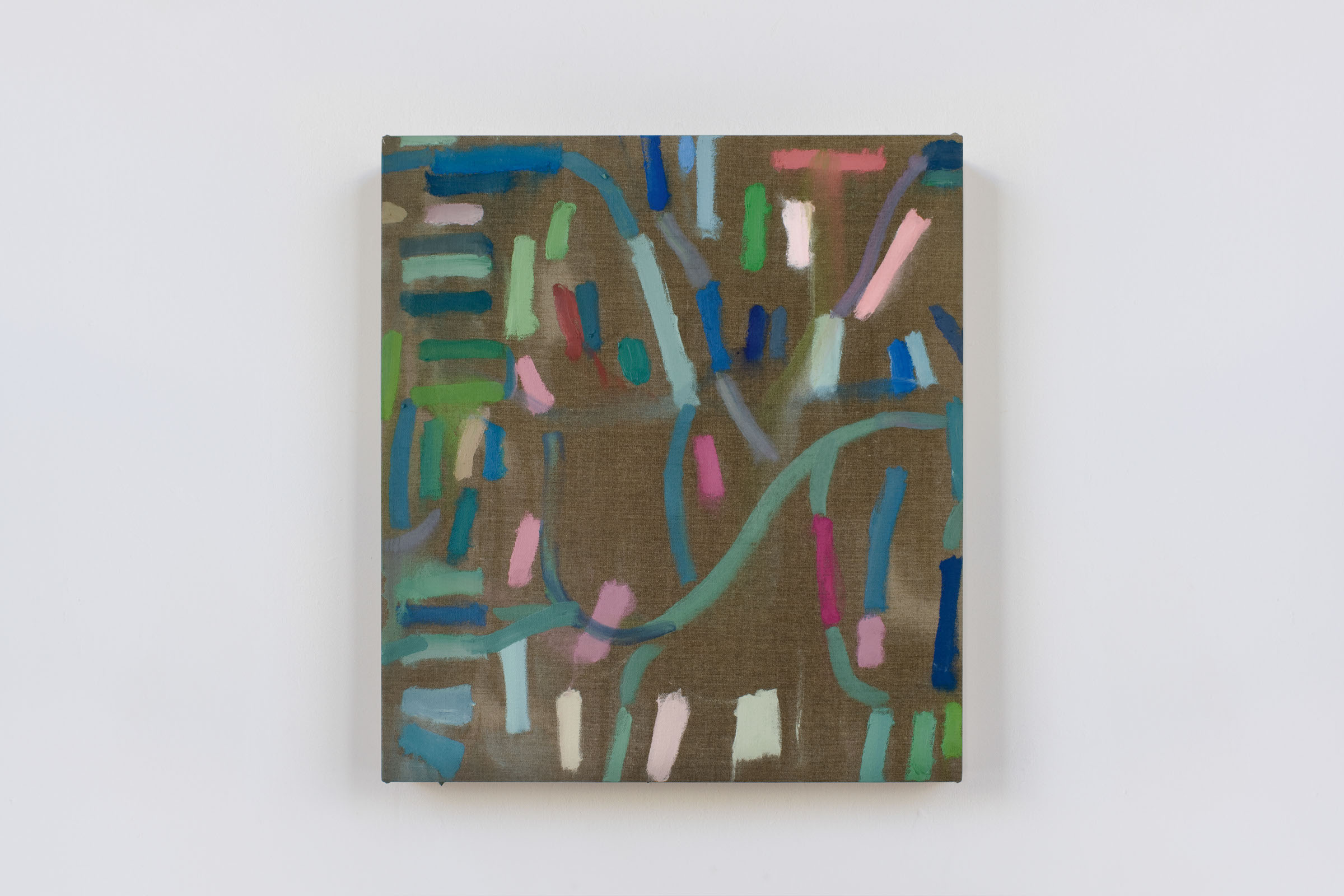 FIGURE LINES. OIL, GLUE, LINEN. 22" x 20". 2009