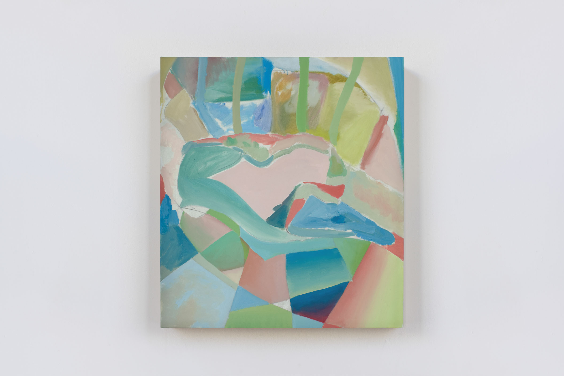 RECLINED IT, PATCHED IT. OIL, GESSO, CANVAS. 22" x 20". 2009