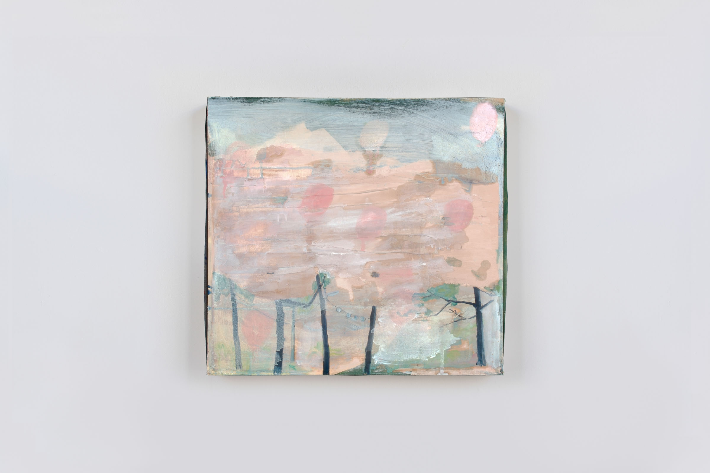 PINK PLASTER MIST. OIL, PENCIL, PLASTER, CANVAS, MDF. 19" x 21". 2007