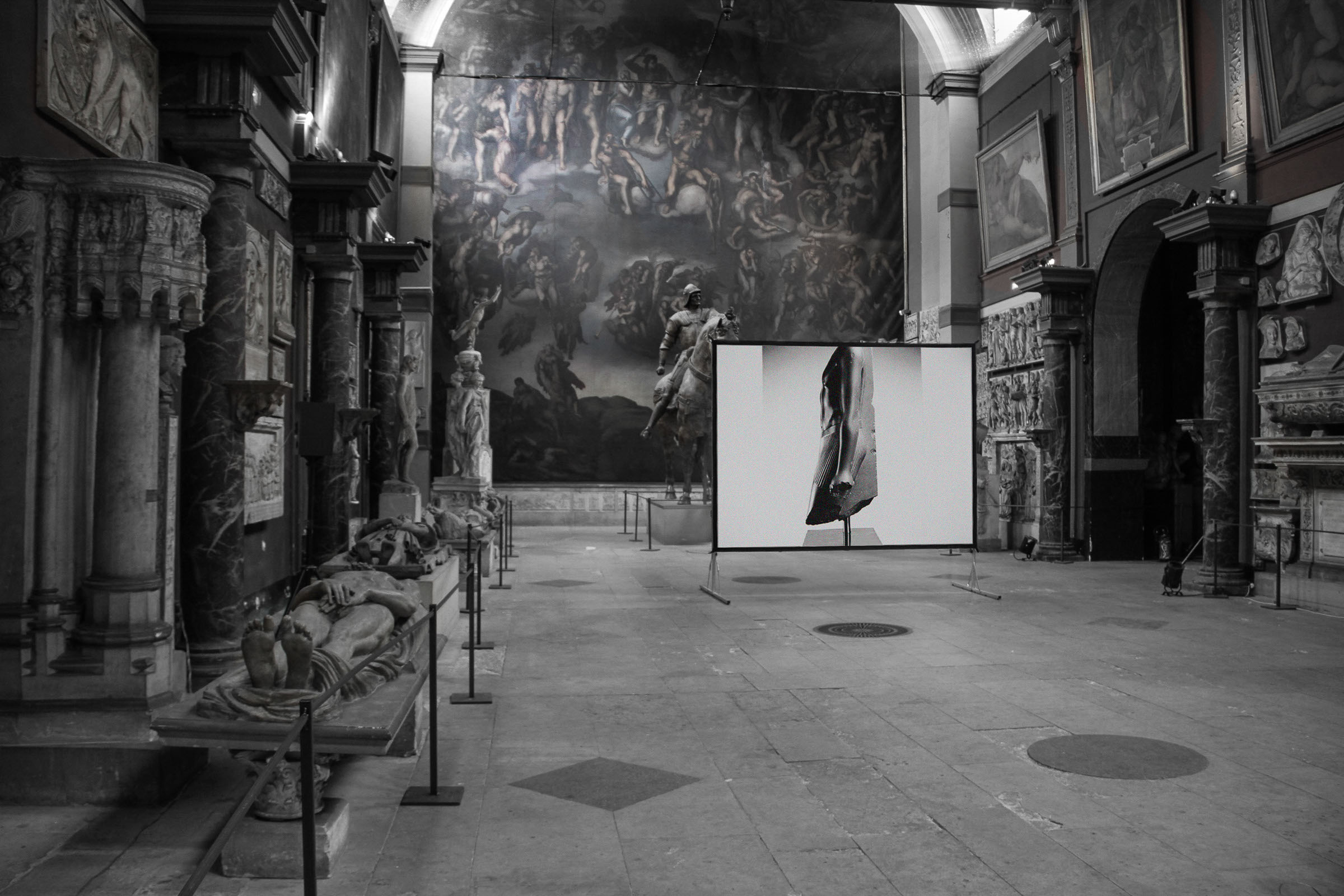 FULCRUM. SCREENING. SINGLE CHANNEL INSTALLATION. CHAPEL DES PETITES AUGUSTINES, PARIS. 2012