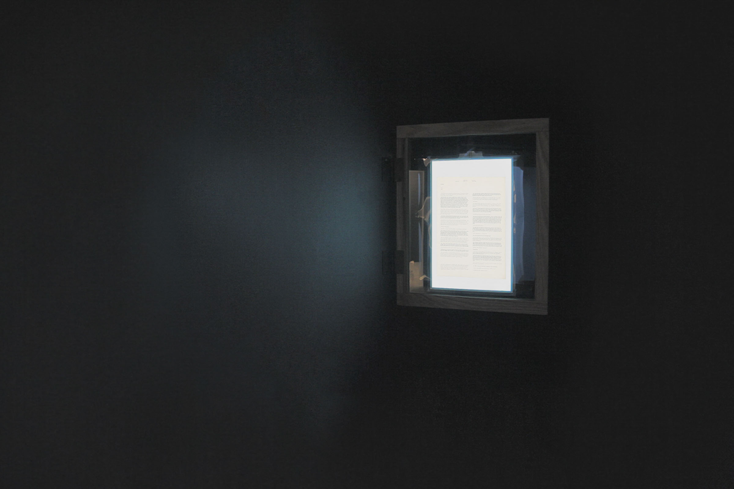 FULCRUM, TEXT. LED AND CPRINT. 24" x 20". HUNTER COLLEGE, NEW YORK. 2013