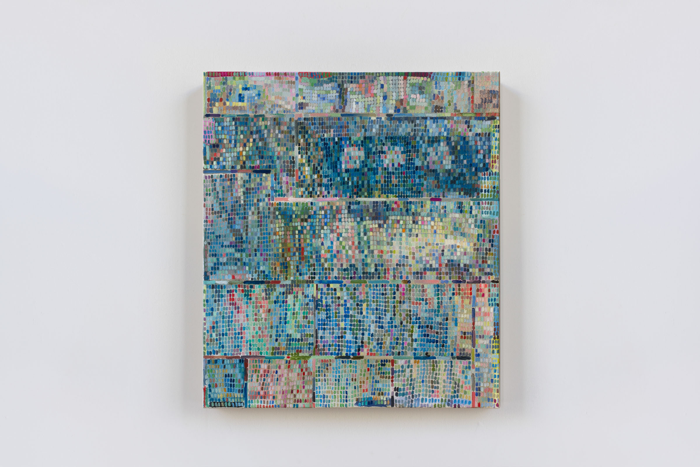 ONE THOUSAND LIGHTS. OIL, GESSO, CANVAS. 28" x 25". 2017