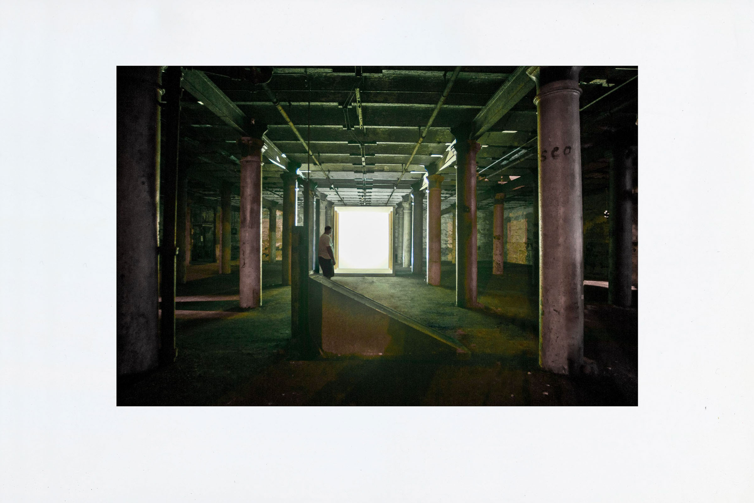 MINE, SCREENING. SINGLE CHANNEL INSTALLATION. LEMP BREWERY, ST LOUIS. 2011